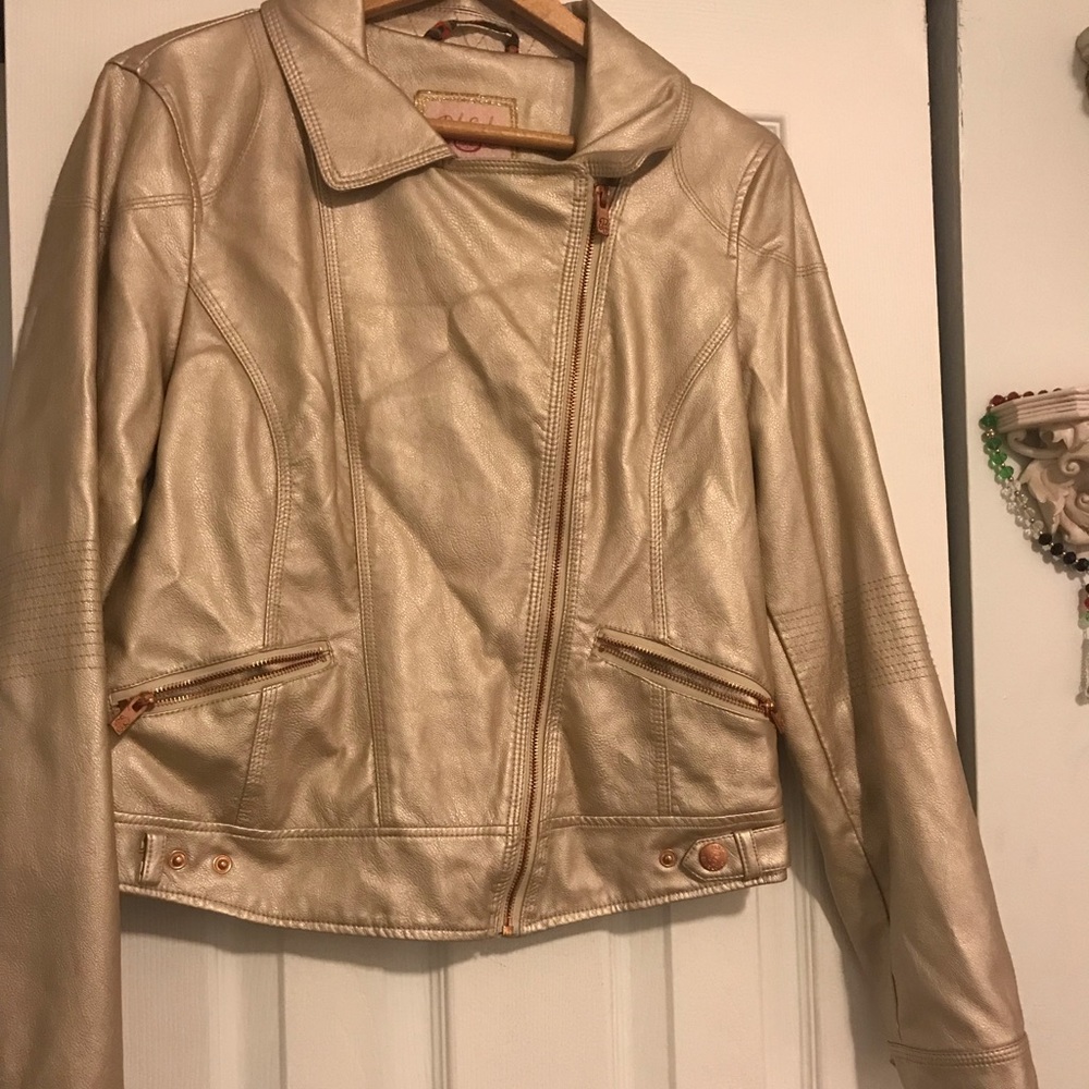 Pre-teen gold leather jacket
